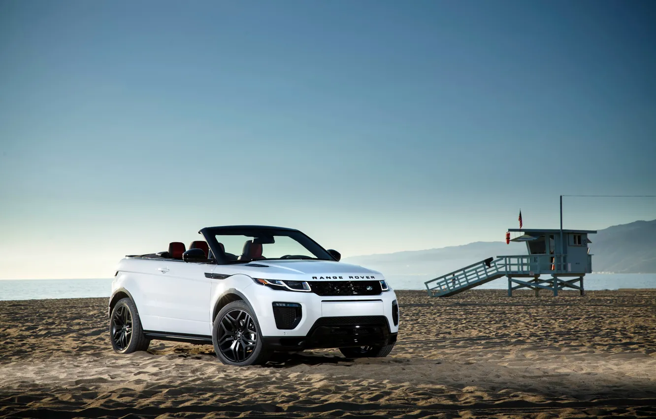 Photo wallpaper sand, beach, Land Rover, Range Rover, convertible, Evoque, Ewok, land Rover