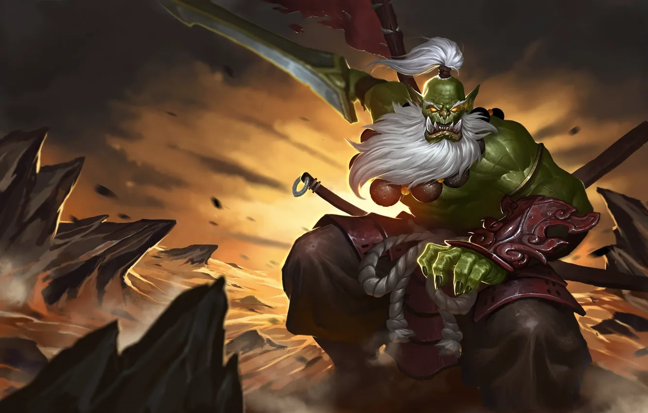 Photo wallpaper weapons, sword, fantasy, art, Orc, Simple Wang WHB, JUGG