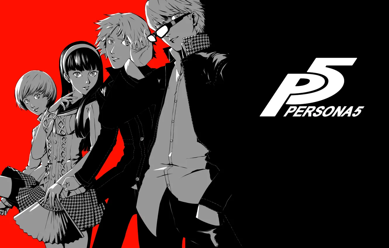 Photo wallpaper white, red, black, characters, Person 5, Persona 5