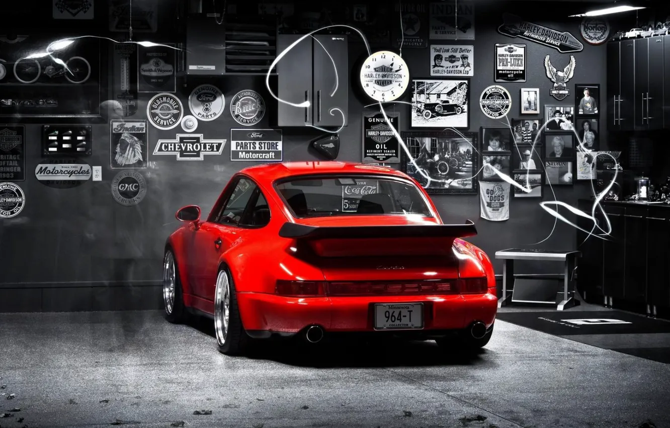 Photo wallpaper 911, turbo, red, porsche, 964