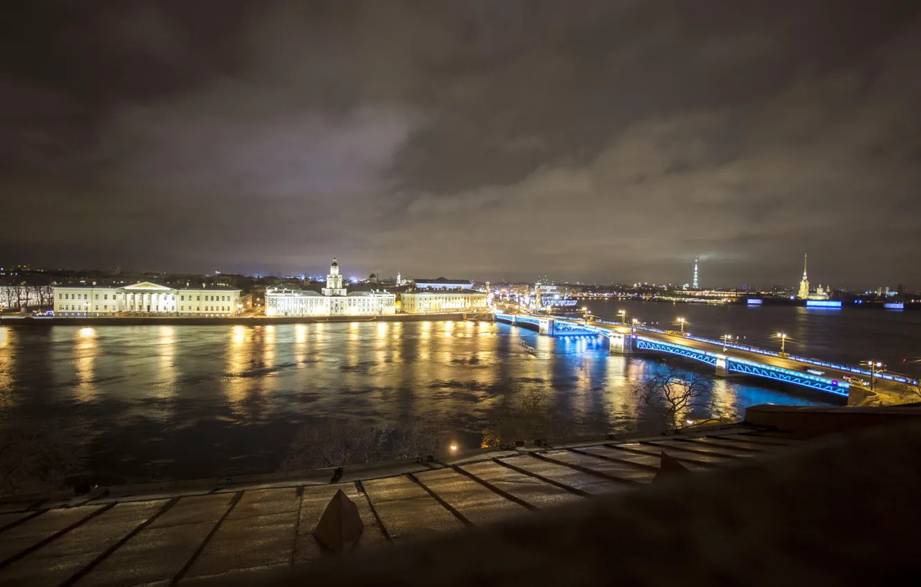 Photo wallpaper night, lights, Peter, Saint Petersburg, Russia, Russia, SPb, St. Petersburg