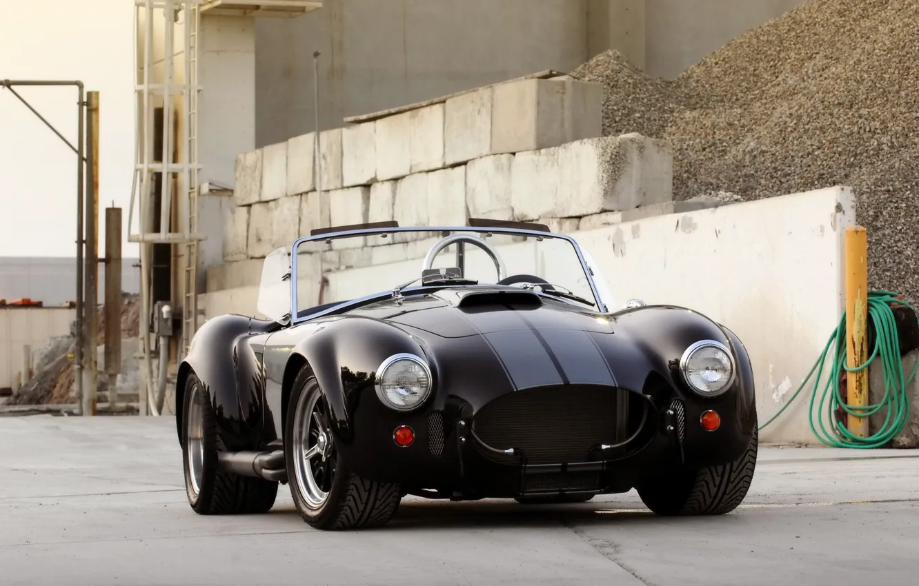 Photo wallpaper Shelby, Front, 2009, Cobra, 427, Superformance, Black car, Shelby Cobra 427 SC