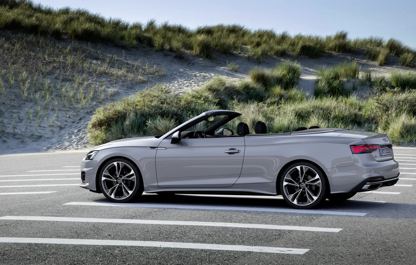 Photo wallpaper sand, grass, grey, Audi, convertible, Audi A5, A5, 2019