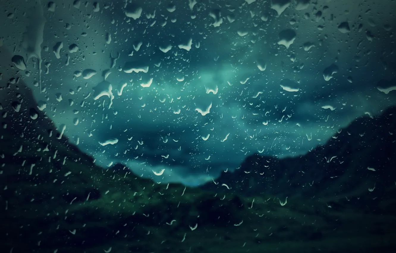 Photo wallpaper glass, drops, rain