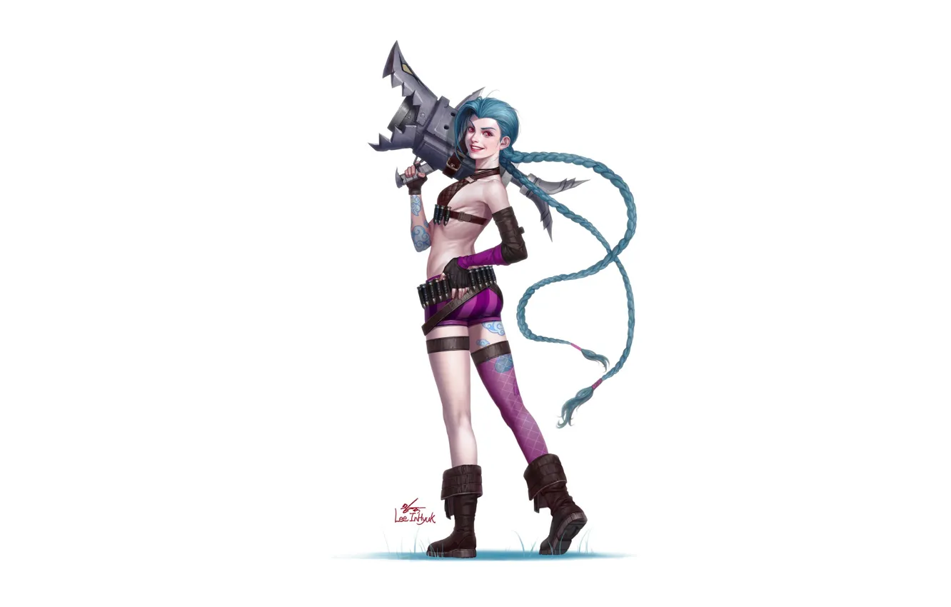 Photo wallpaper girl, weapon, style, art, background, League of Legends, Minimalism, Characters