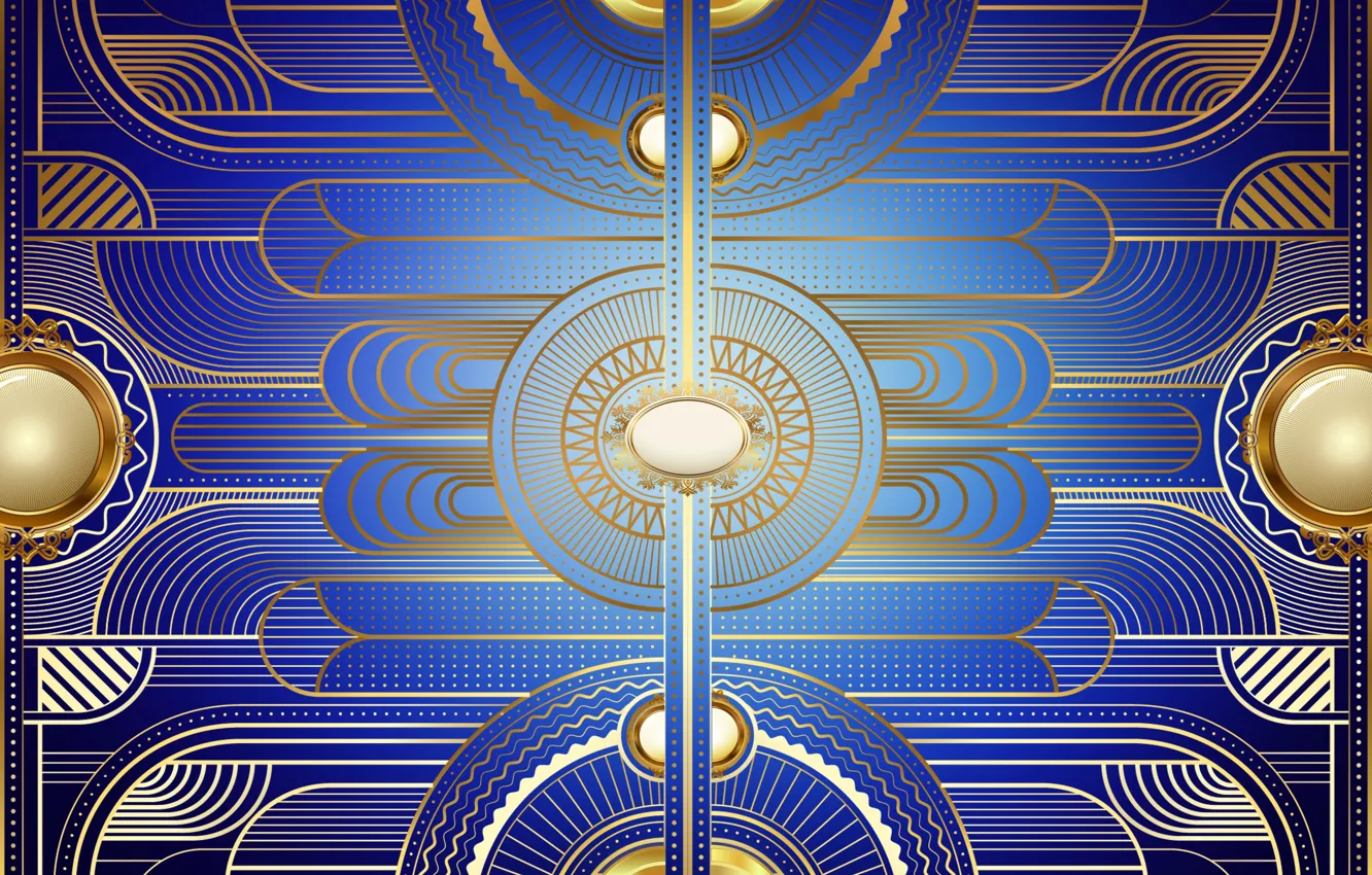 Photo wallpaper gold, blue, design and styling