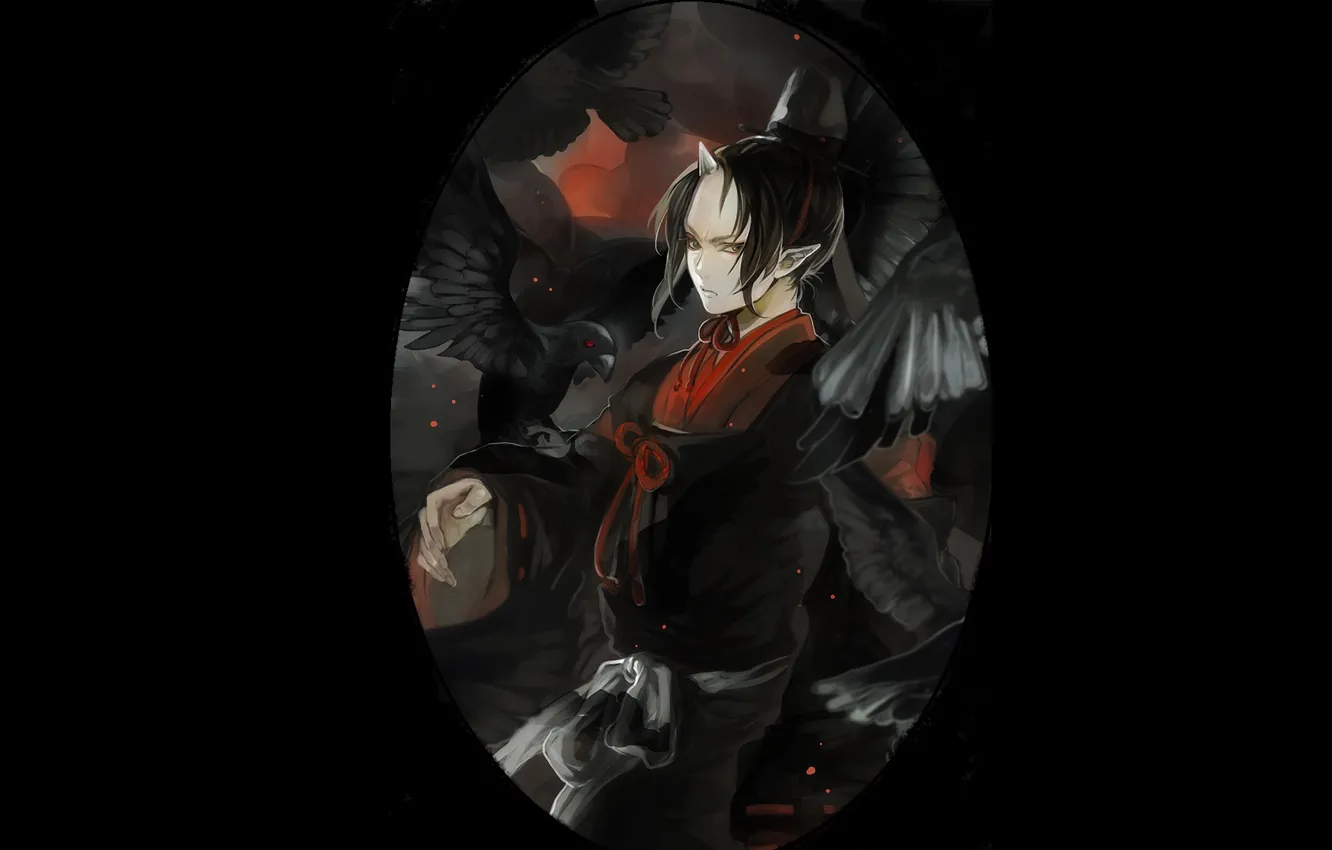 Photo wallpaper bird, the demon, crows, Hoozuki no Reitetsu, Hozuki, Cold-Blooded Hozuki