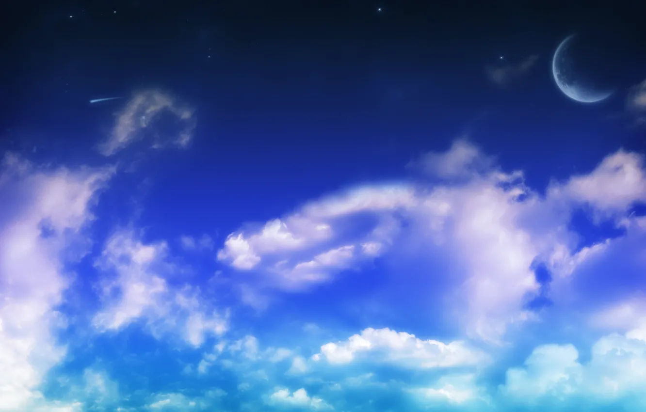 Photo wallpaper the sky, clouds, the moon, heaven, moon, sky, nature, view