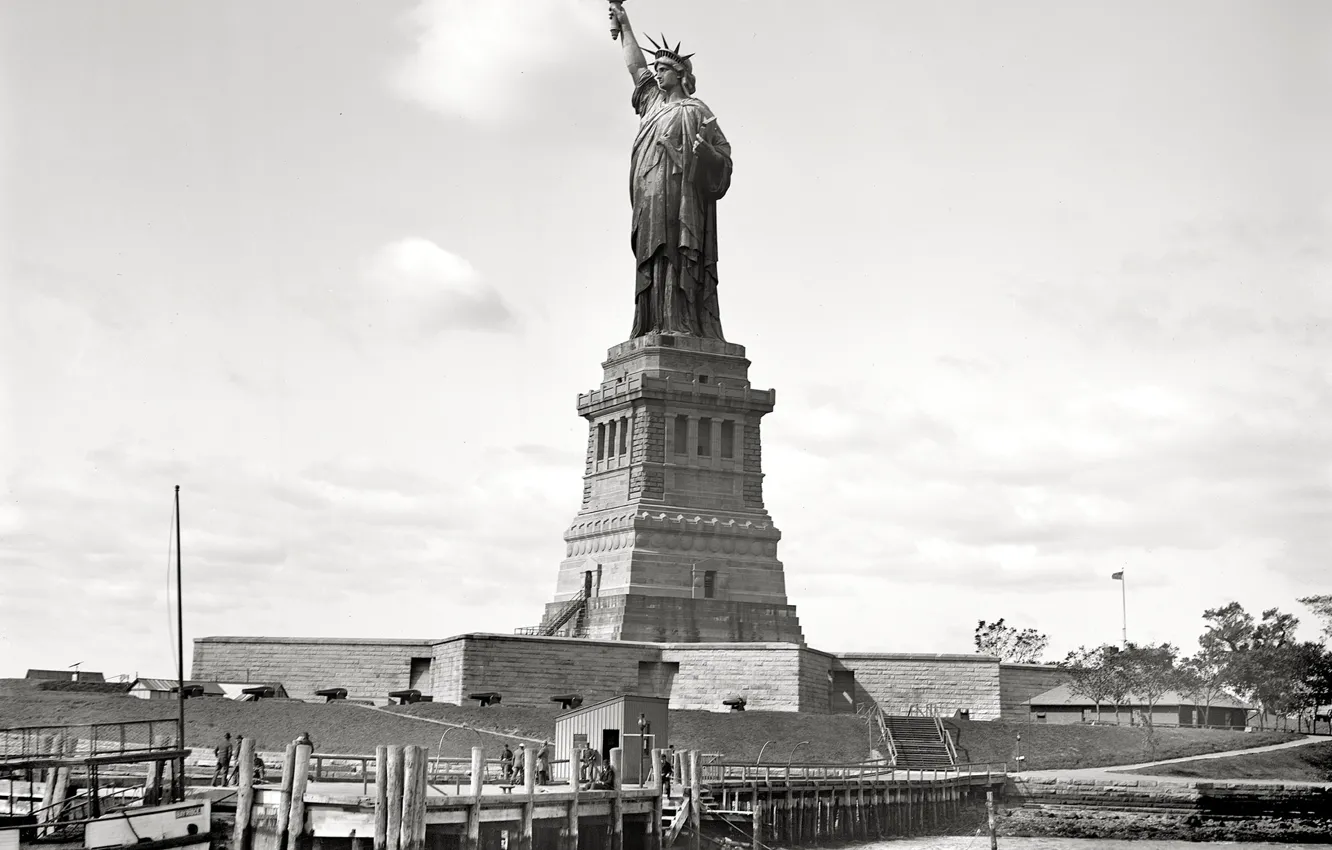 Photo wallpaper retro, New York, USA, the statue of liberty, 1905-th year