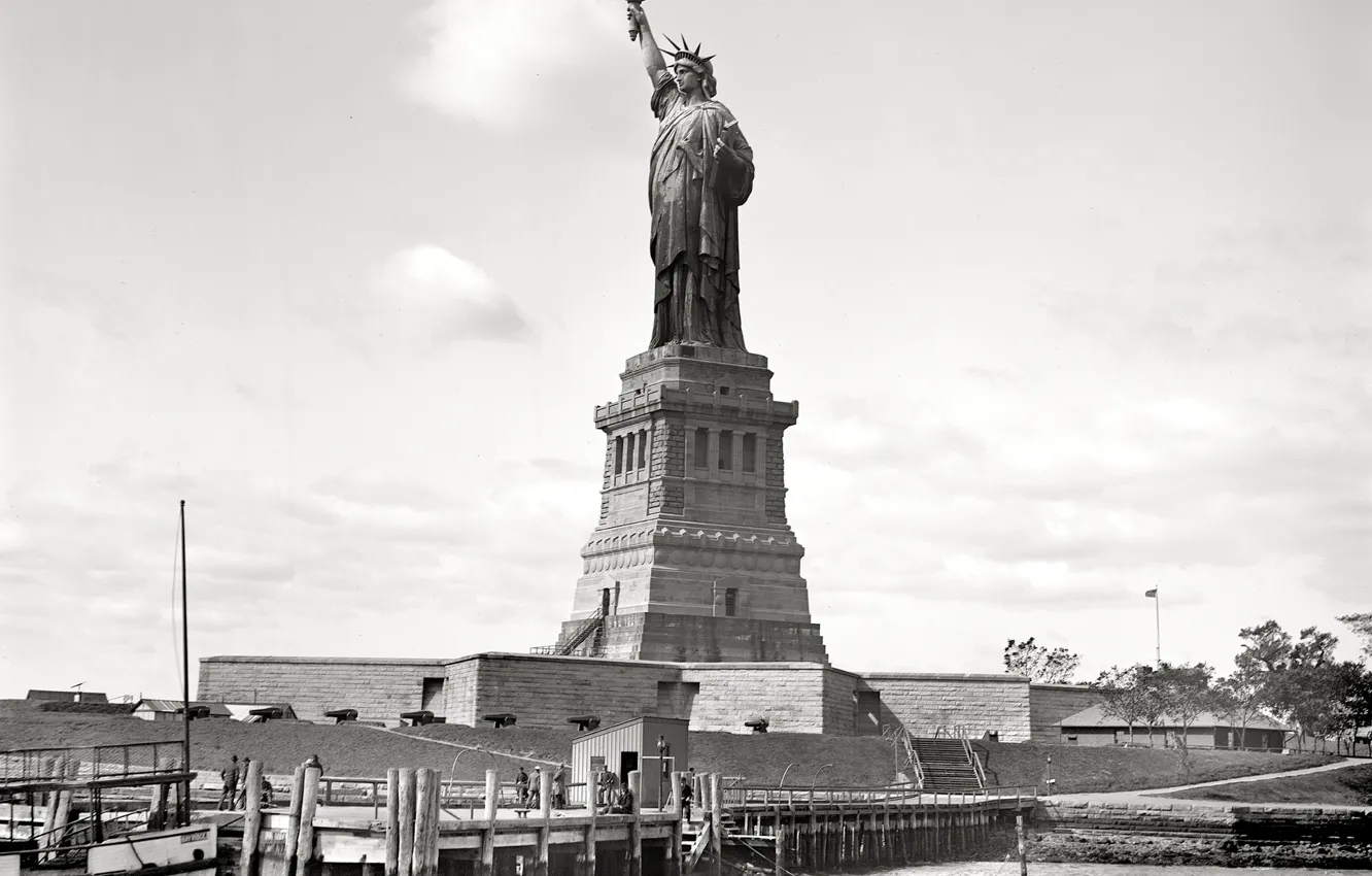 Photo wallpaper retro, New York, USA, The Statue Of Liberty, 1905-th year