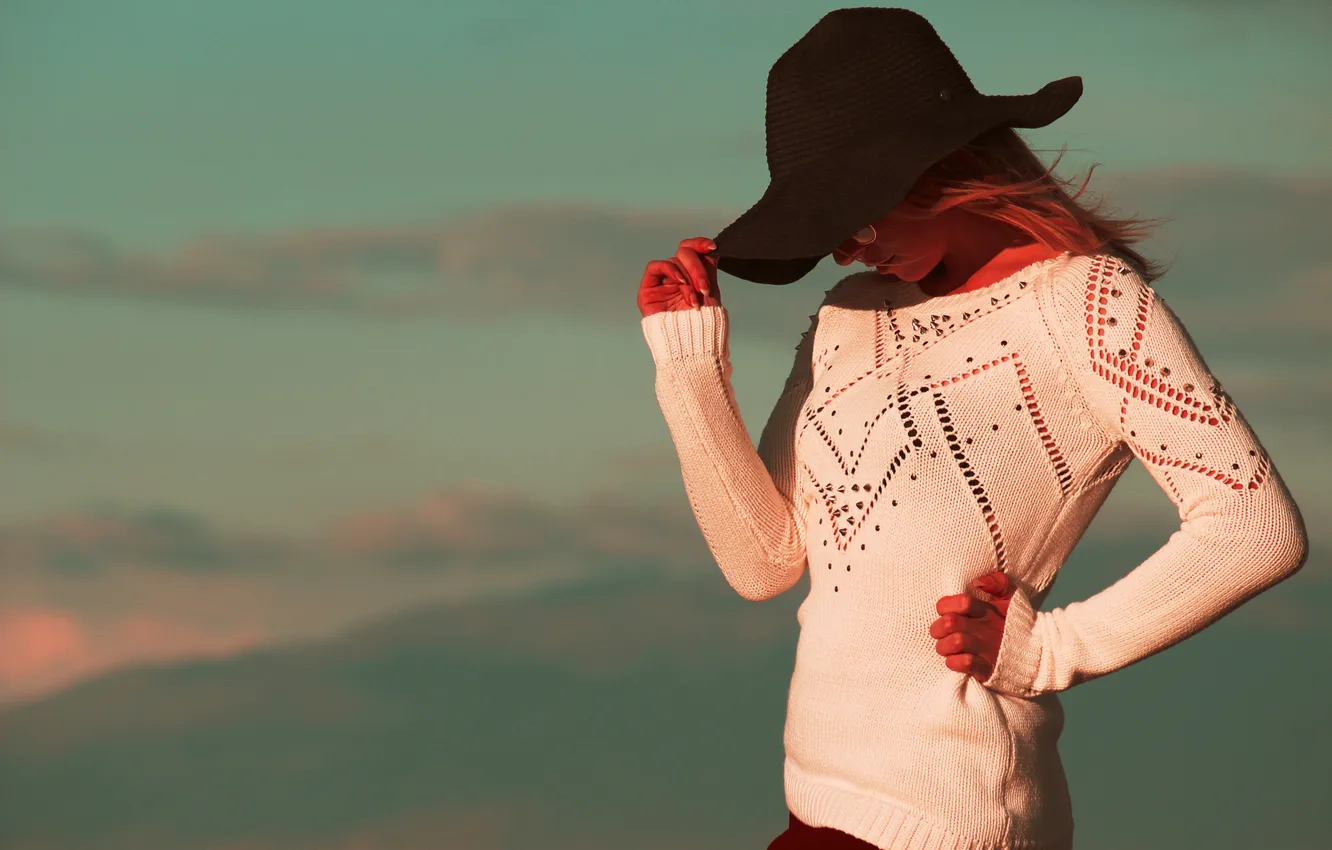 Photo wallpaper girl, style, background, clothing, hat