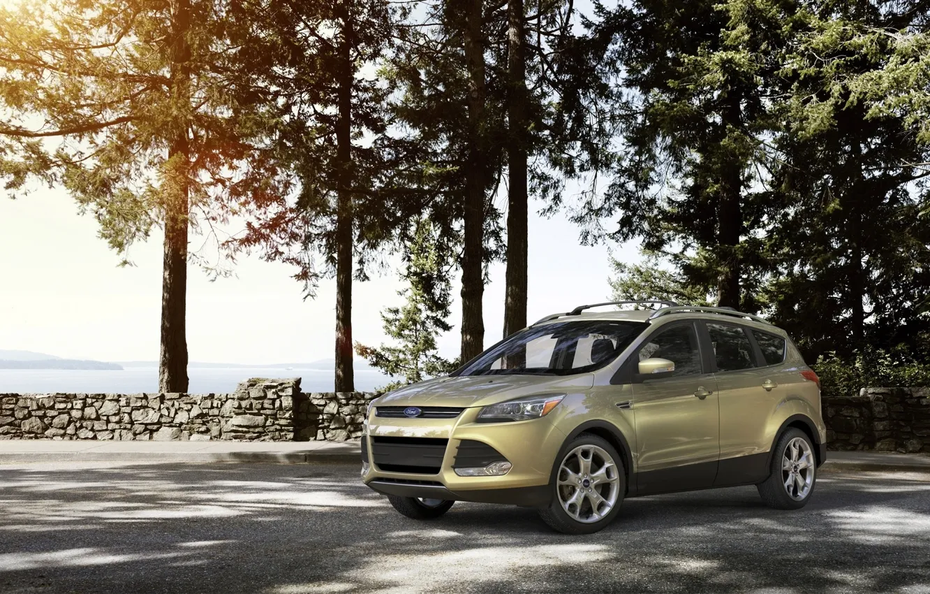 Photo wallpaper the sky, water, trees, Ford, jeep, Ford, side view, crossover