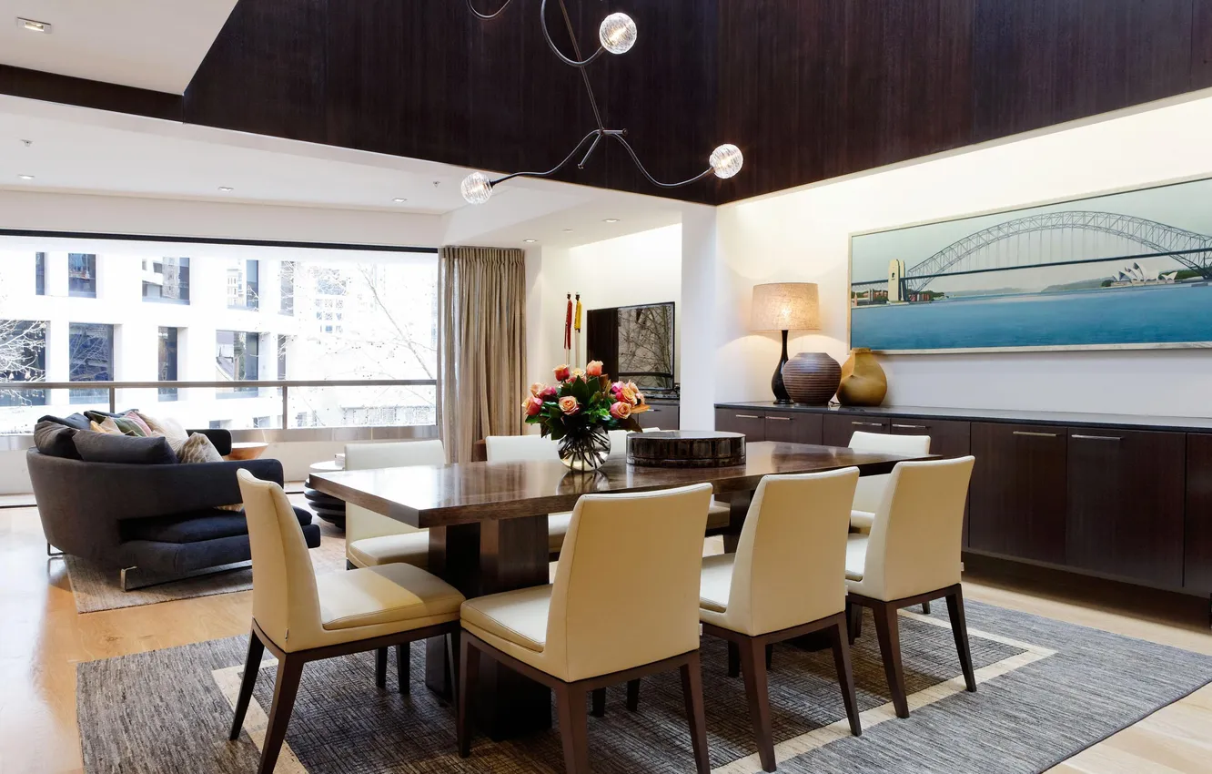 Photo wallpaper design, the city, style, interior, living room, city apartment