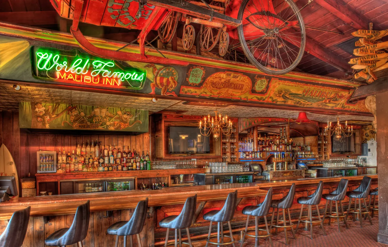 Photo wallpaper chair, bar, TV, drink, bar, stand, bar, infamous