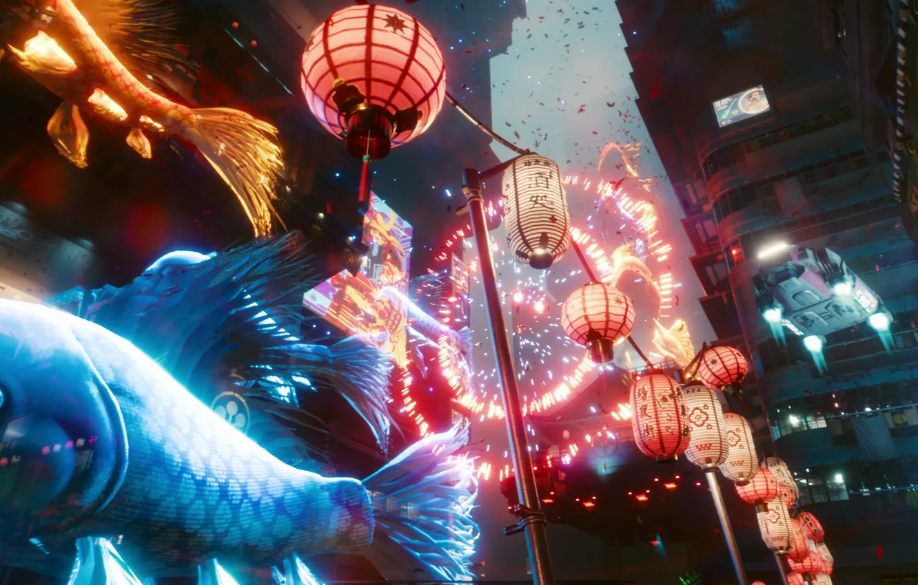 Photo wallpaper art, street, Cyberpunk 2077, cyberpank, CDProjekt RED, 2020, 2077