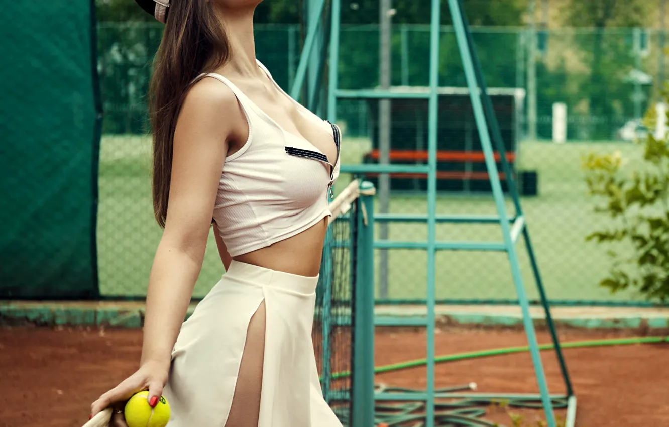 Photo wallpaper girl, mesh, the ball, racket, Kristina Fedorova, Vadim Aksenov