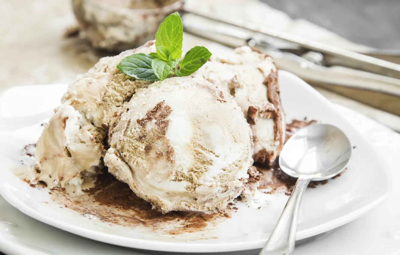 Photo wallpaper food, chocolate, ice cream, mint, cocoa, vanilla