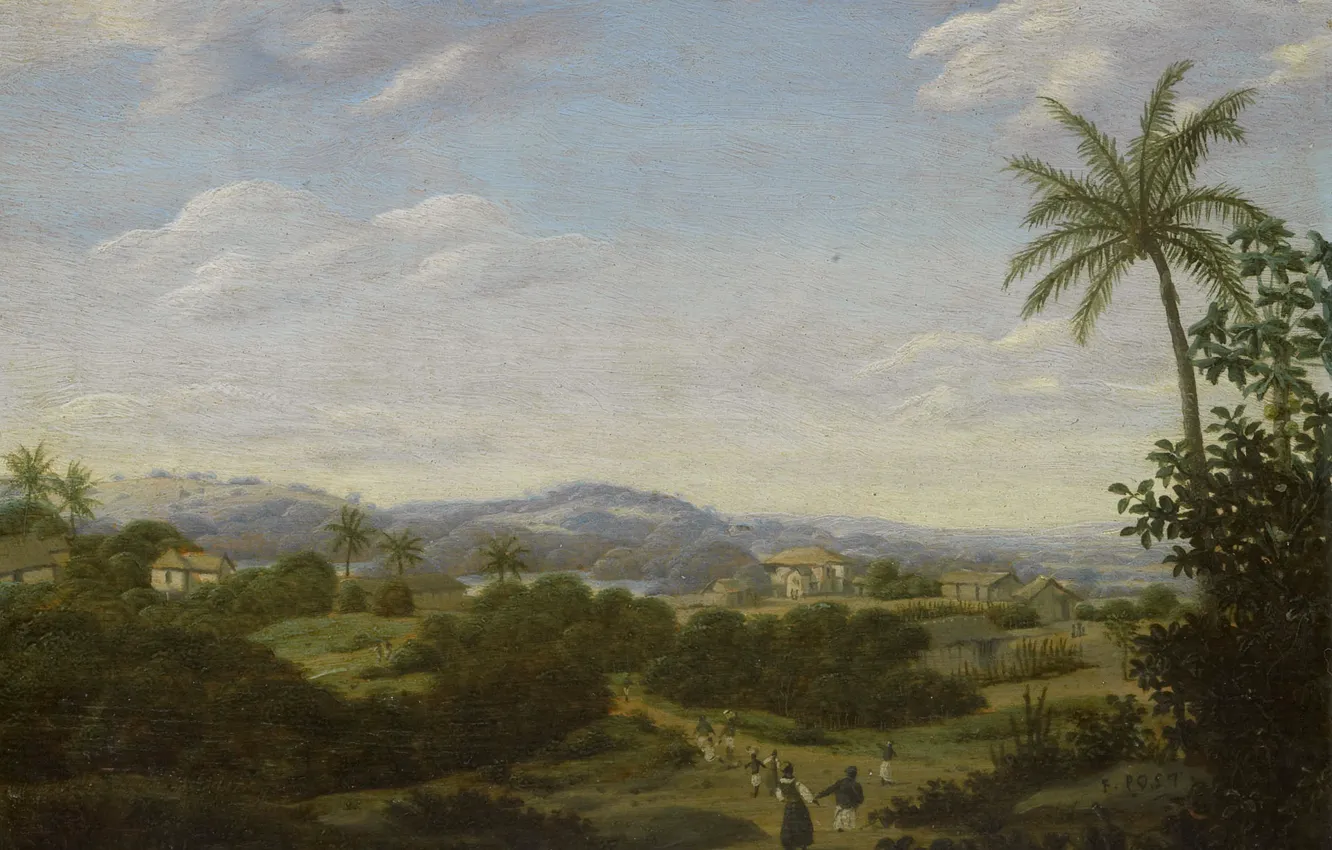 Photo wallpaper oil, picture, Frans Post, 1680, Frans Post, Brazilian Landscape
