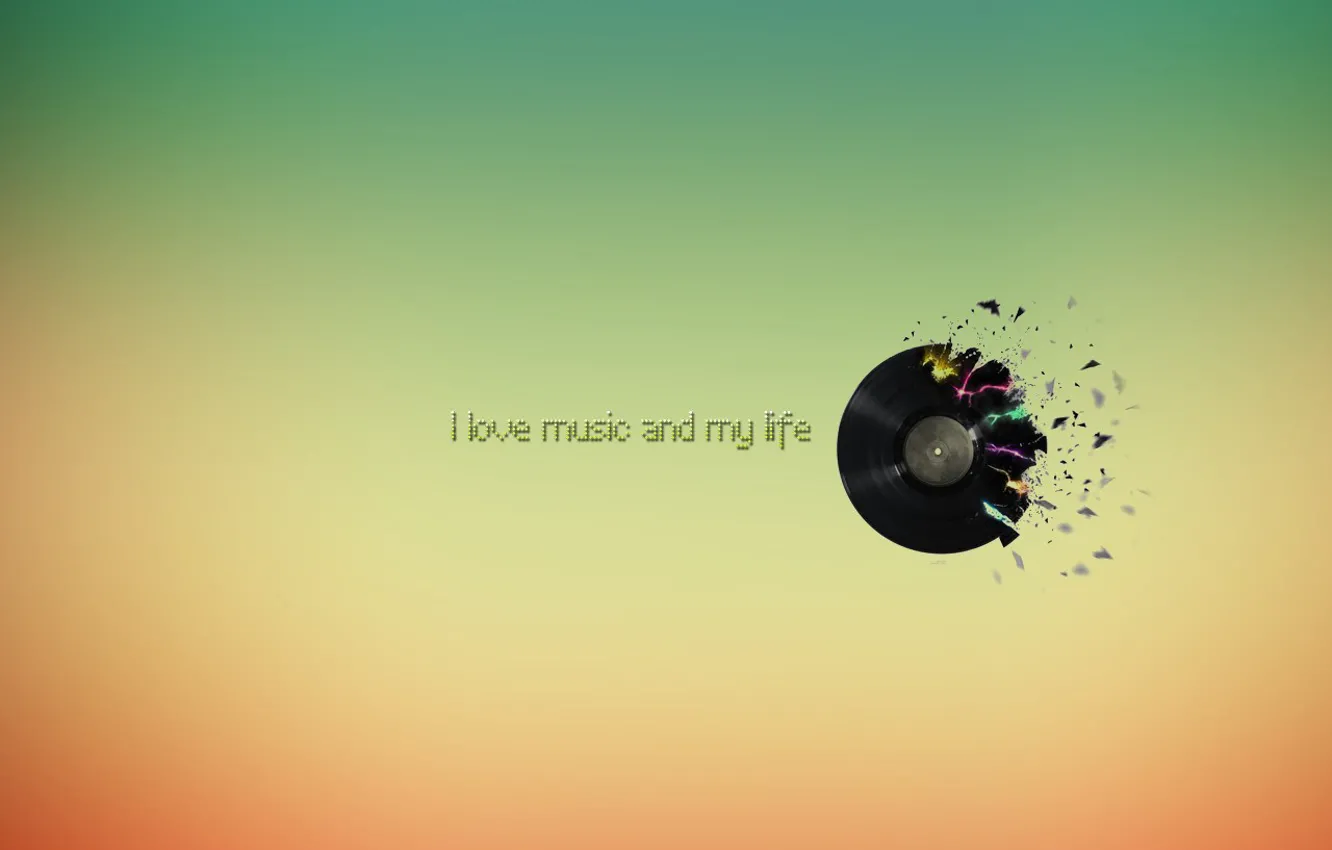 Photo wallpaper color, record, I love music and my life