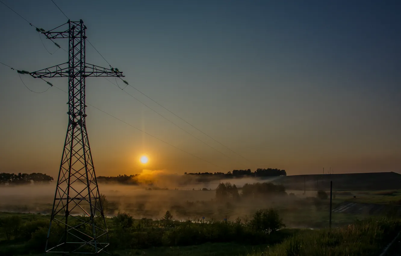 Photo wallpaper the sun, fog, dawn, travel