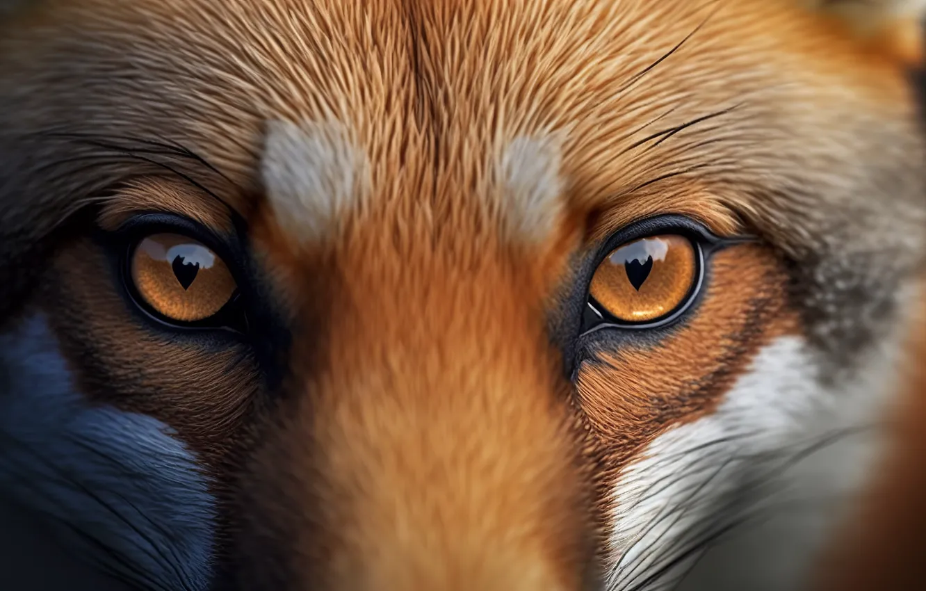 Photo wallpaper eyes, look, face, macro, close-up, portrait, Fox, red