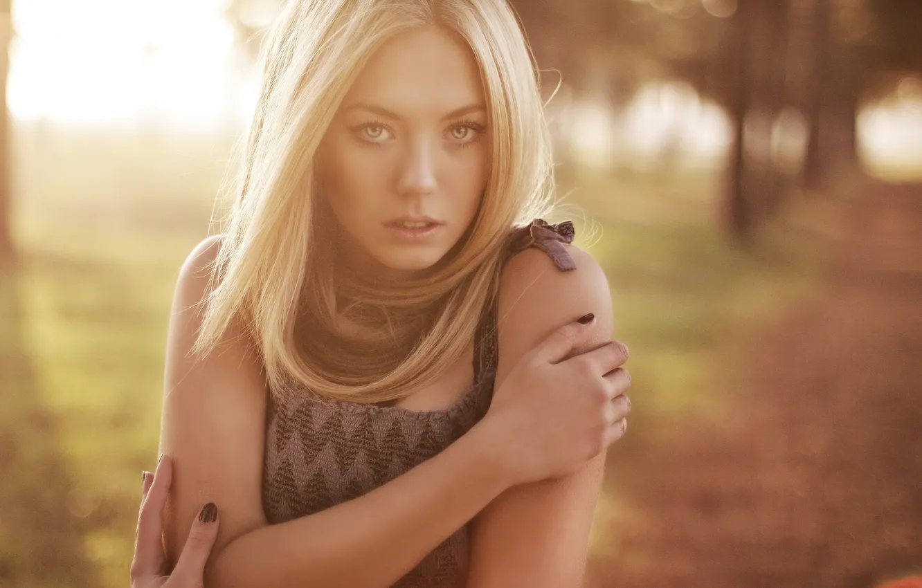 Photo wallpaper look, girl, blonde