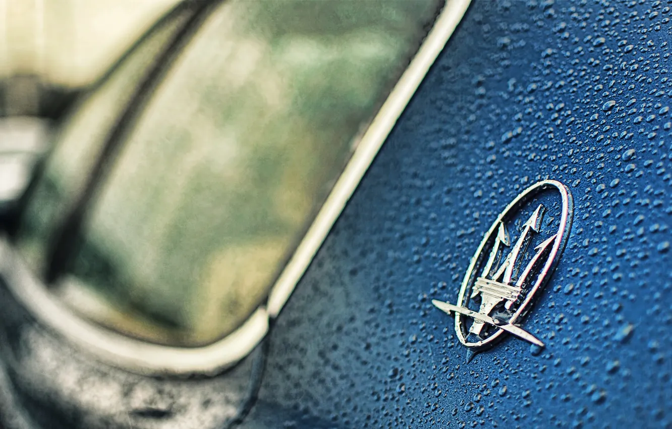 Photo wallpaper Maserati, logo, blue