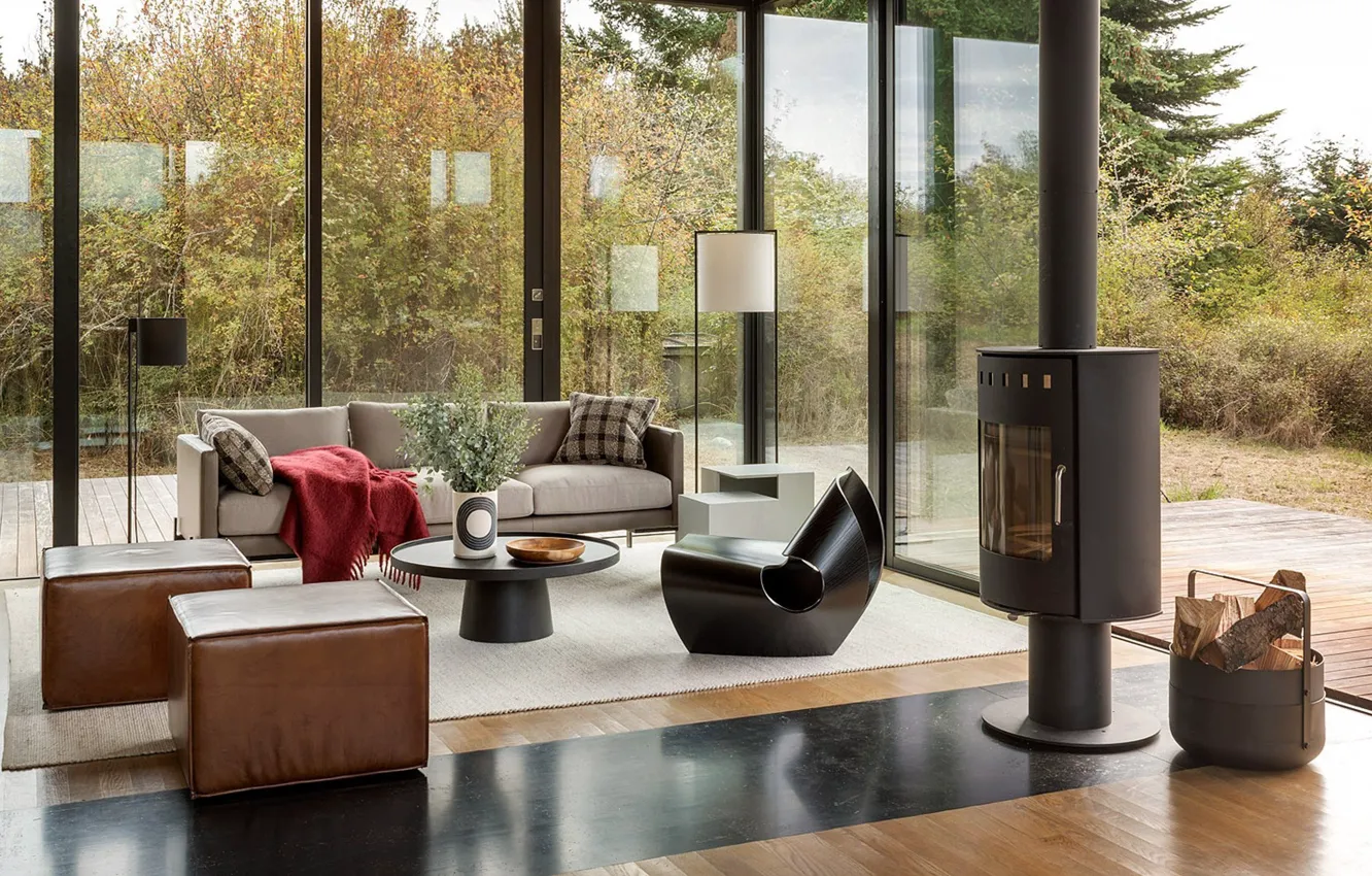 Photo wallpaper design, interior, Washington, fireplace, Washington, living room, Residential house, residential