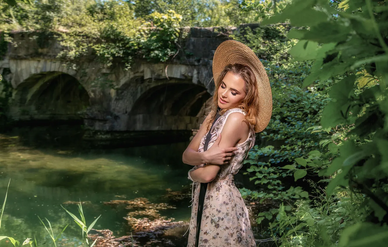 Photo wallpaper bridge, nature, hat, Milena, Yana Semenenko