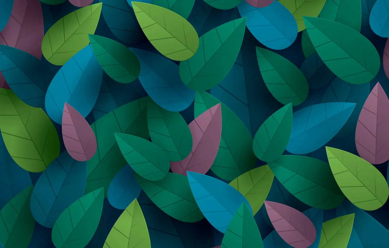 Photo wallpaper leaves, the volume, colorful