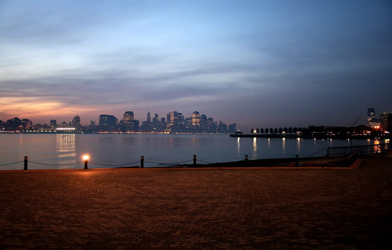 Photo wallpaper lights, lights, promenade