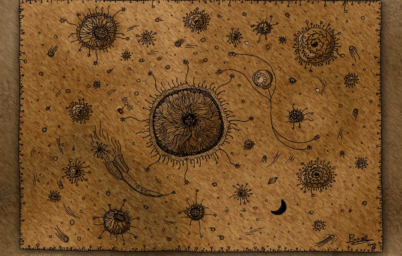 Photo wallpaper planet, satellite, vector, astronaut, rocket