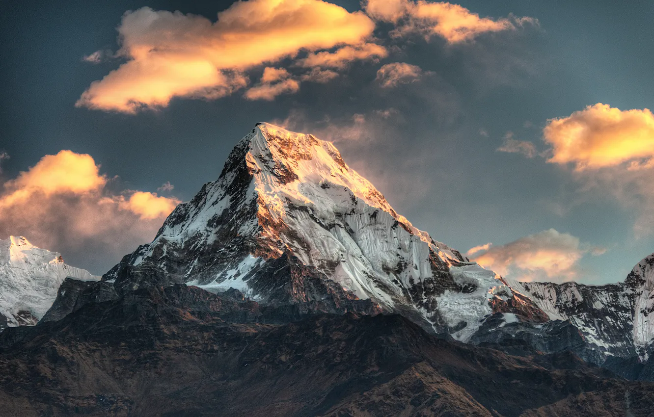 Photo wallpaper snow, mountain, top, Nepal, Poon Hill
