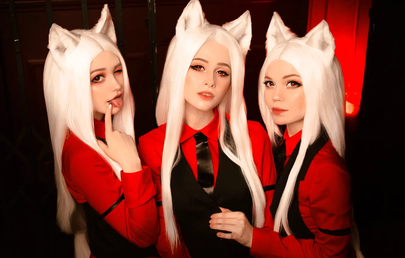 Photo wallpaper language, costume, tie, outfit, image, ears, cosplay, Cerberus