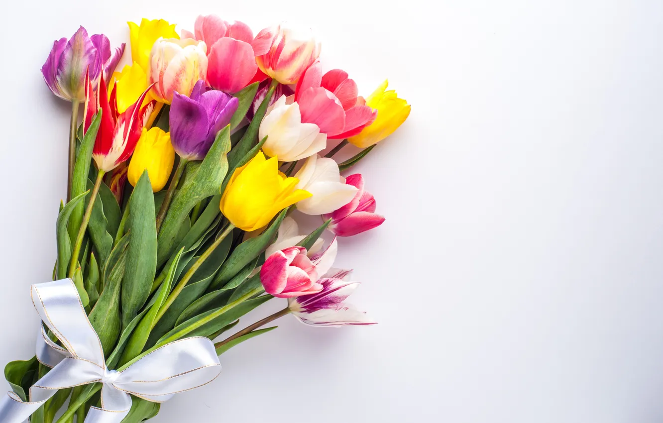 Photo wallpaper flowers, bouquet, colorful, tulips, flowers, tulips, spring, bouquet