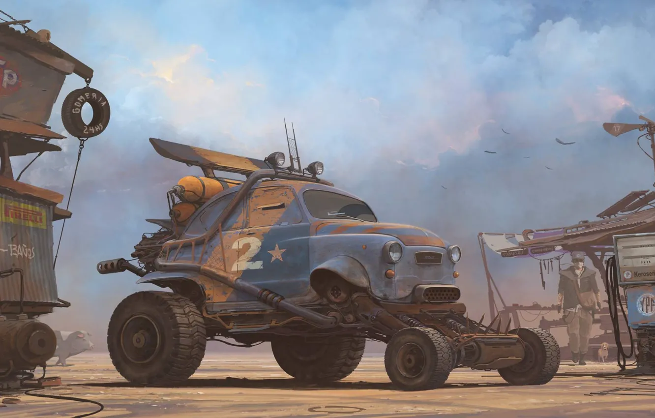 Photo wallpaper machine, auto, figure, people, art, car, auto, art