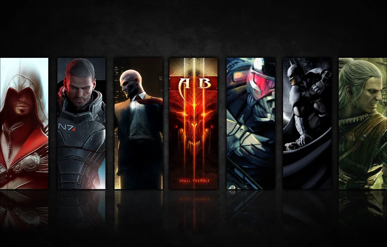 Photo wallpaper Hitman, Crysis, Assassins Creed, Diablo 3, Mass Effect, Batman Arkham City, Shepard, Ezio Auditore