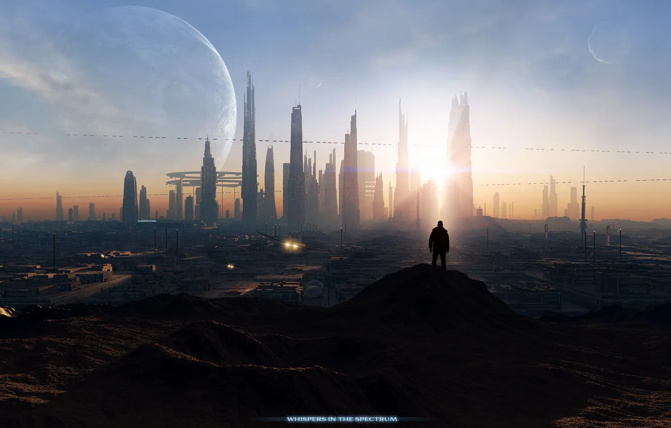 Photo wallpaper the sky, the city, future, planet, people