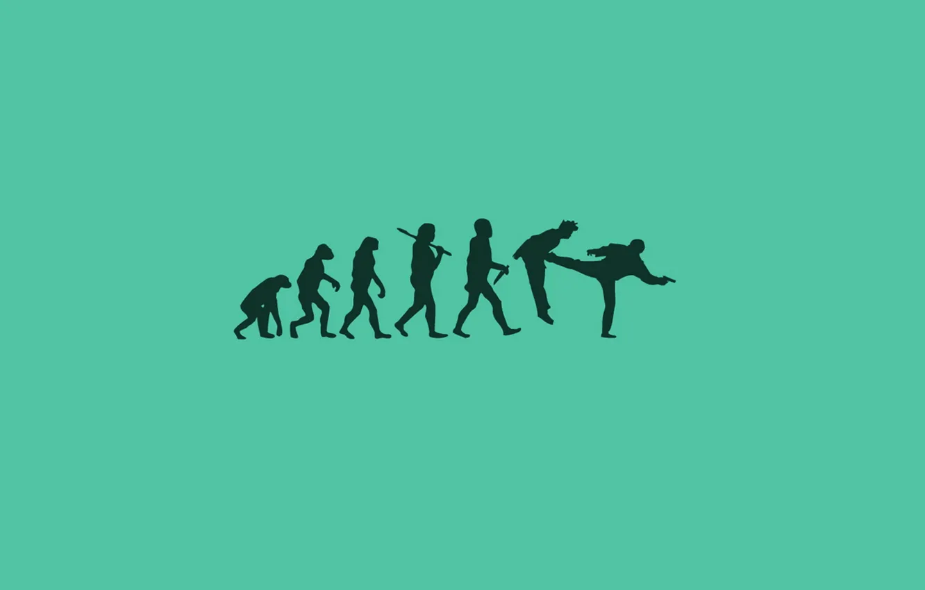 Photo wallpaper people, monkey, evolution, STOP
