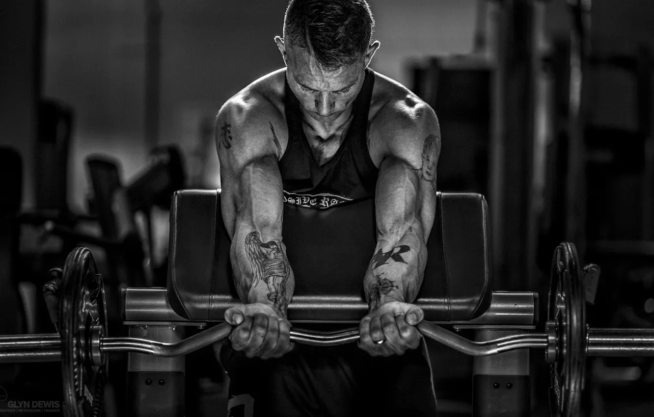 Photo wallpaper fitness, arms, muscles, bodybuilder