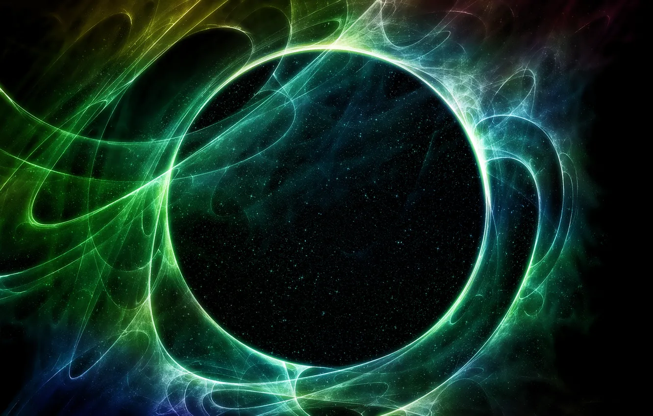 Photo wallpaper lights, Galaxy, sci fi, green star