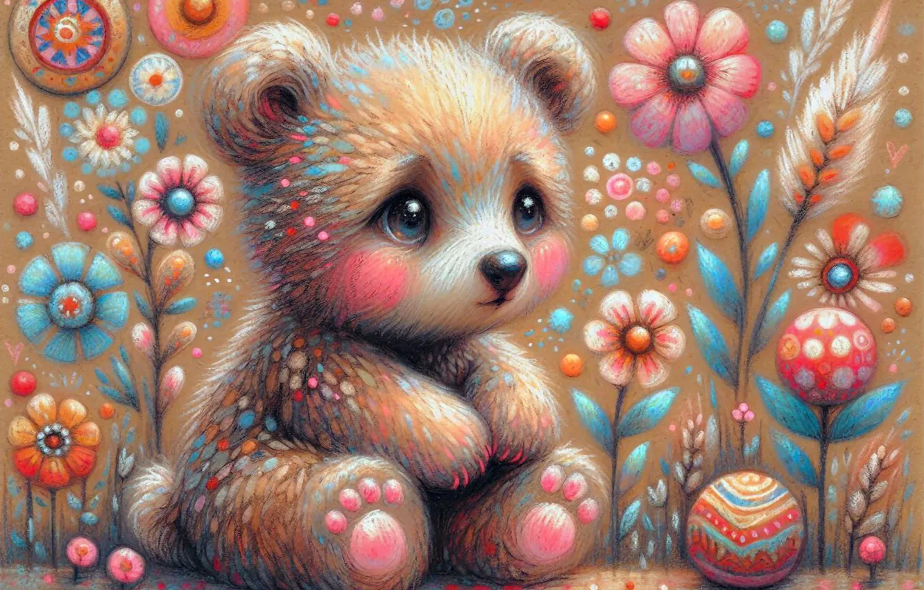 Photo wallpaper styling, bear, bear, bear, AI art, neural network
