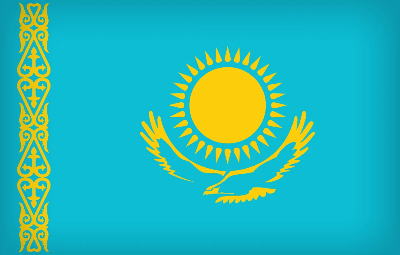 Photo wallpaper Flag, Kazakhstan, Kazakstan, Kazakh Flag, Flag Of Kazakhstan, Kazakhstani, Kazakh