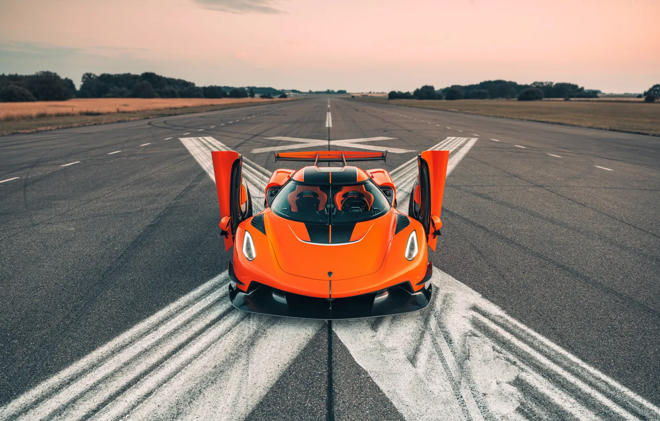 Photo wallpaper Koenigsegg, beauty, orange, hypercar, Jesko, Koenigsegg Jesko, opened doors