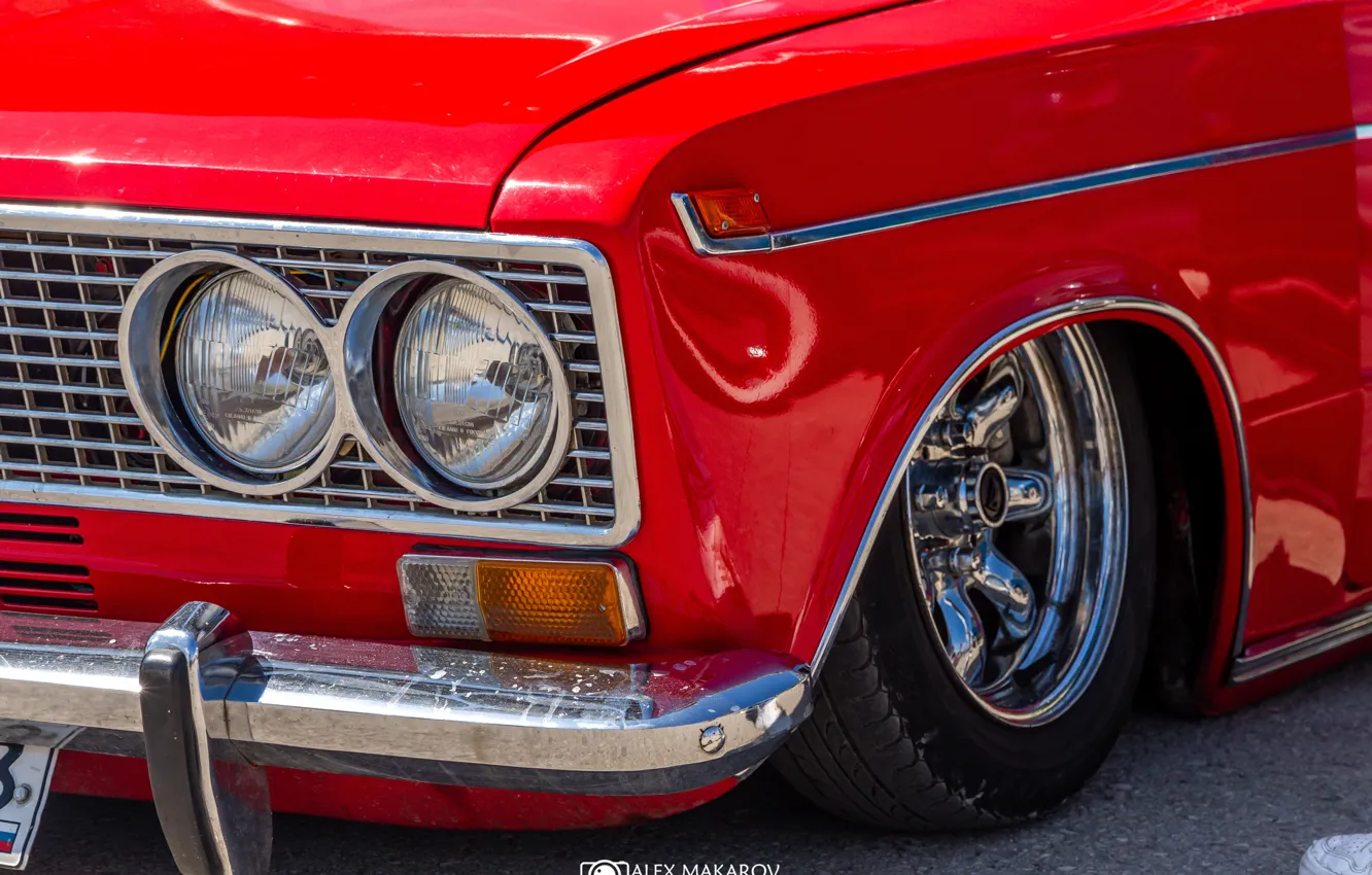 Photo wallpaper red, classic, chrome, VAZ, Lada, air suspension, combat classics