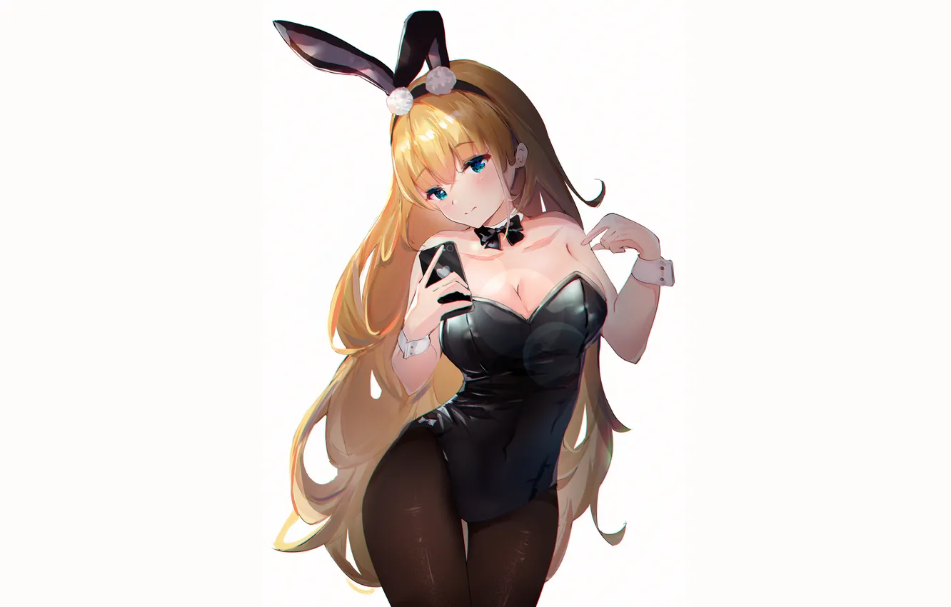 Photo wallpaper girl, sexy, cleavage, green eyes, long hair, boobs, anime, beautiful