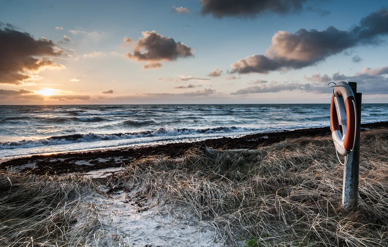 Photo wallpaper sea, circles, shore