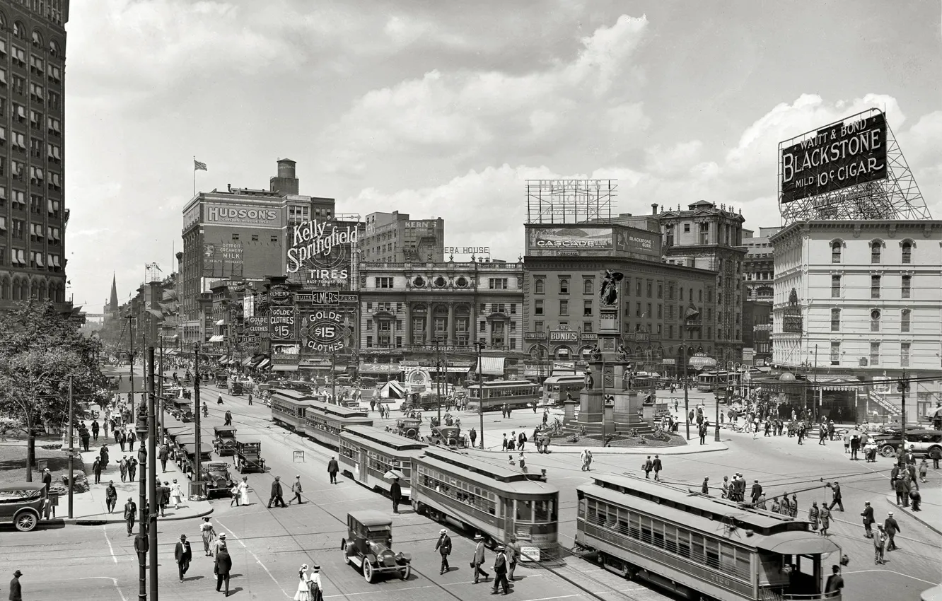 Photo wallpaper the city, retro, USA, h\b, Detroit
