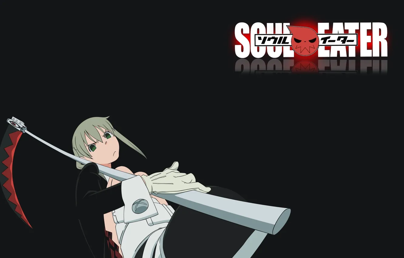 Photo wallpaper girl, weapons, anime, braid, Soul eater, black background, Soul Eater