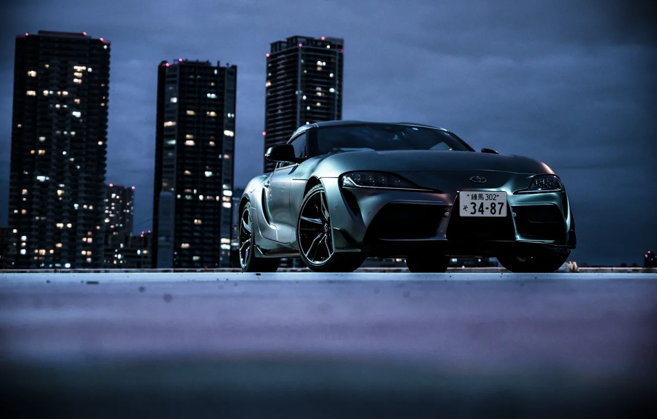 Photo wallpaper night, the city, coupe, home, Toyota, Supra, the fifth generation, mk5